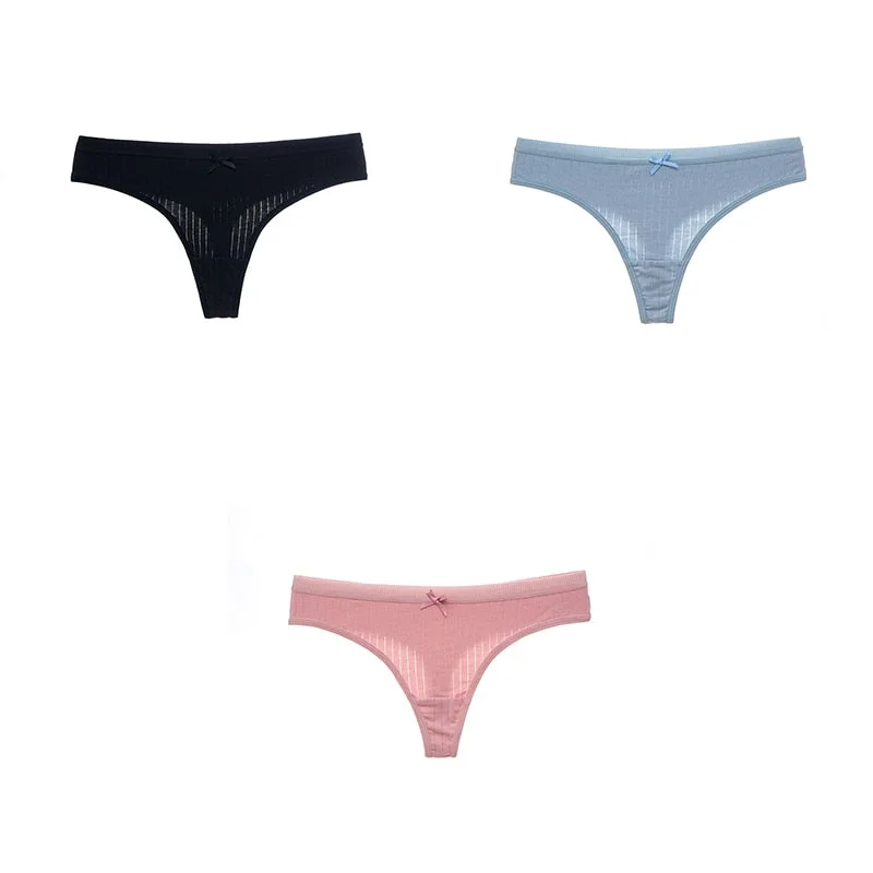 3PCS/Set G-string Panties Cotton Women's Underwear Sexy Pantie Female Underpants Thong Solid Color Panty Lingerie M-XL Hot Sale