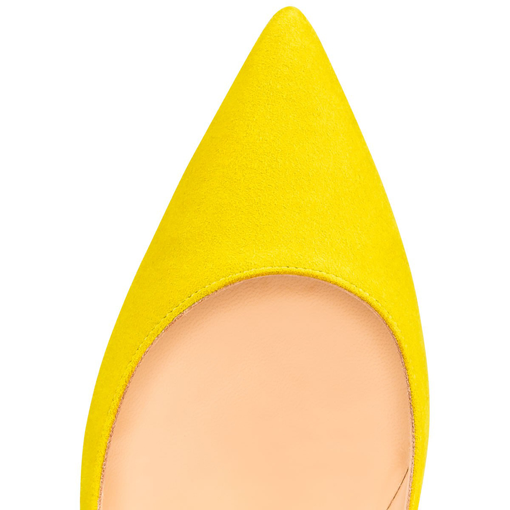 120mm Women's Party Wedding Heels Pumps Yellow Suede-vocosishoes