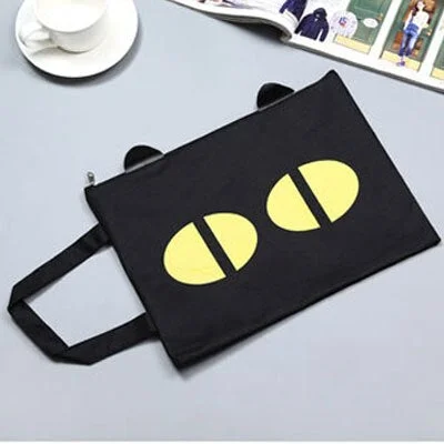 1PCS A4 Cute Cartoon Cat File Pocket Oxford Cloth With Zipper Bag Hand Carry Bag Stuff Bag Folder Portfolio School Stationery
