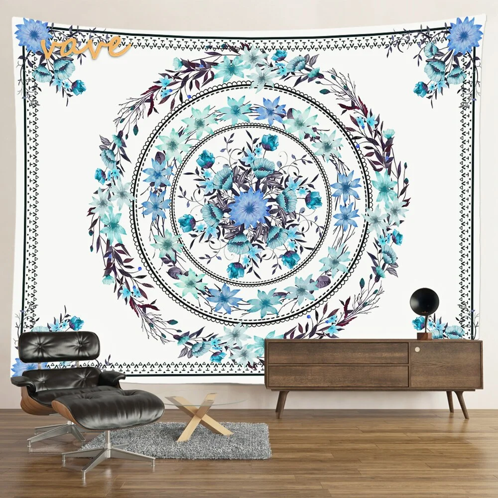 Nigikala Phase Tapestry Black and White Wall Hanging Boho Hippie Mandala Cloth Fabric Tapestry Flower Aesthetic Room Dorm Decor