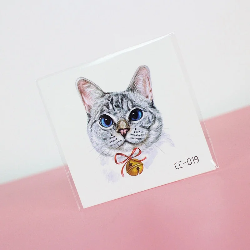 Cartoon Cat and Dog Face Stickers Tattoo Stickers Waterproof Girl/Child Cute Makeup Stickers Small Tattoo Pet Temporary Tattoos