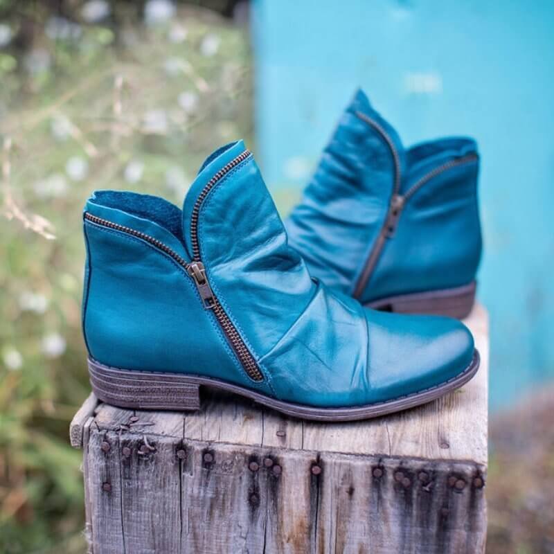 Sparksphare Women's Vintage Zip Ankle Boots 