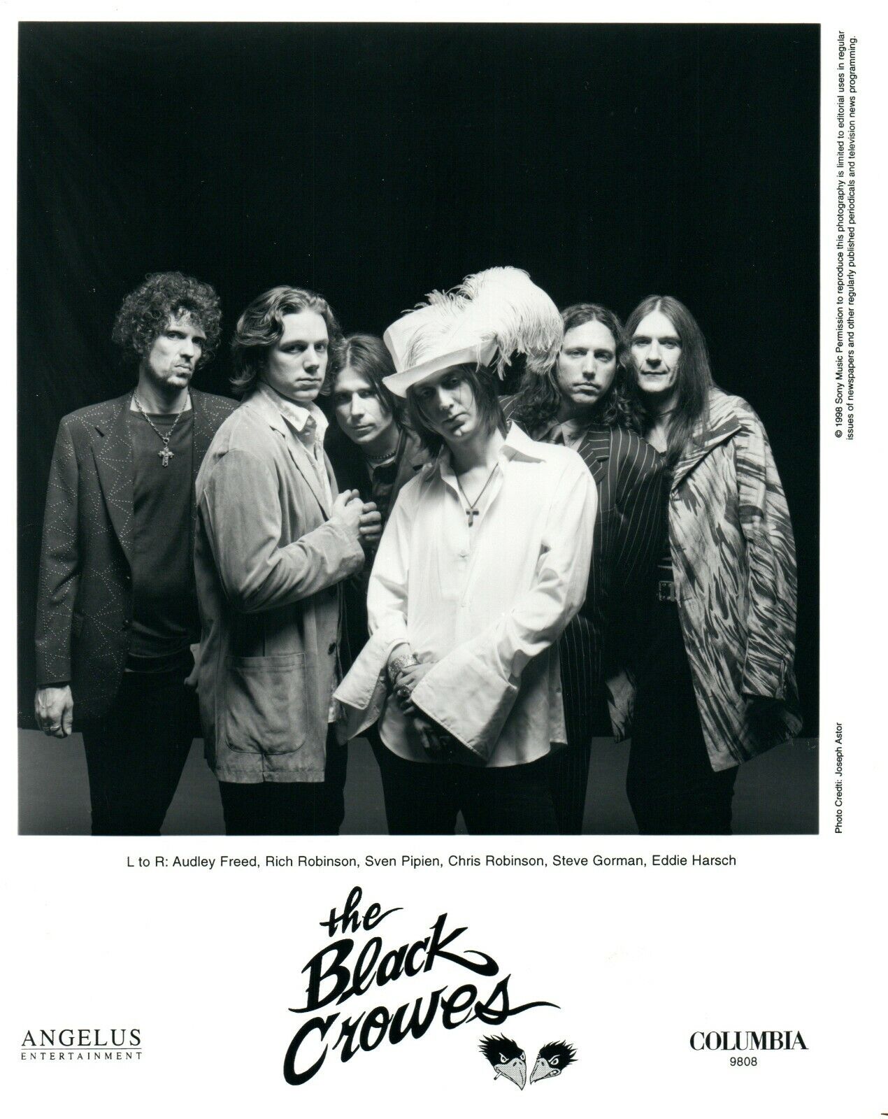 THE BLACK CROWES Rock Music Band 8x10 Promo Press Photo Poster painting Sony Music 1998