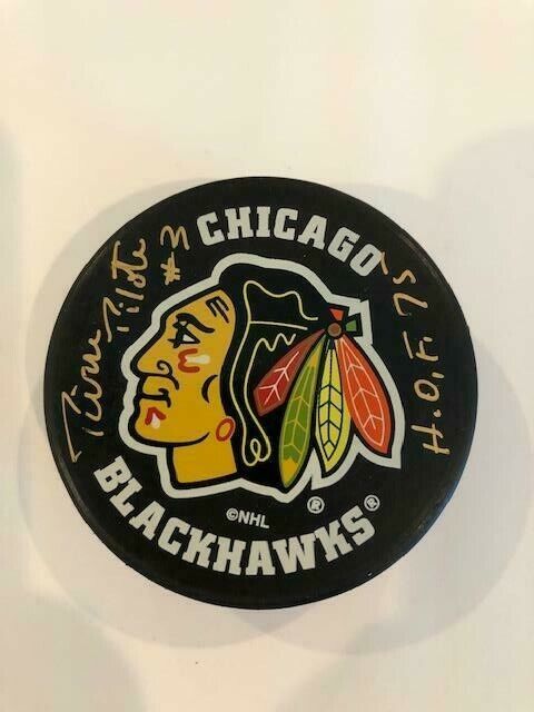 Pierre Pilote HOF 75 #3 Signed Autographed Puck JSA# S69423 Chicago Blackhawks