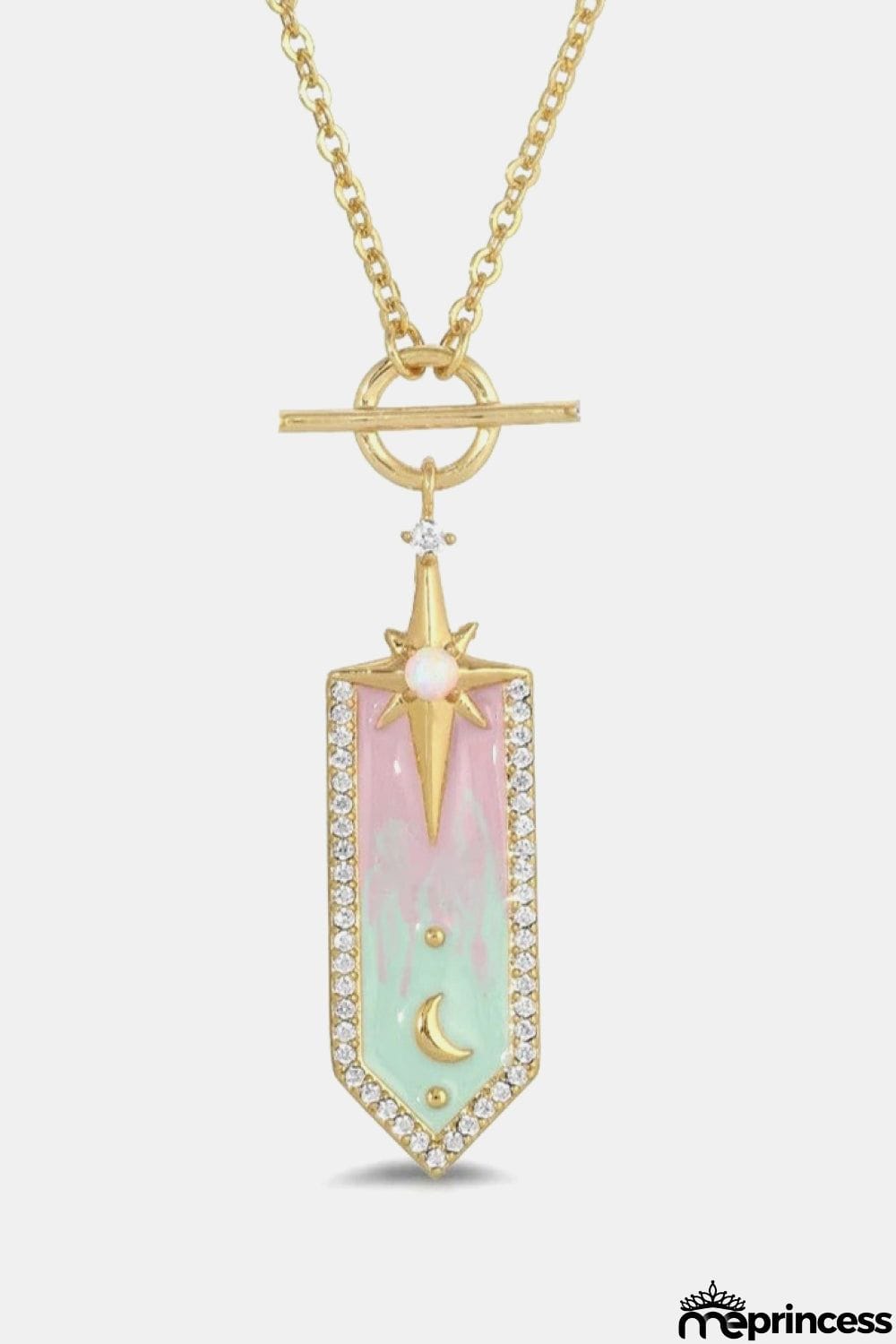 Star and Moon Gradient Pendant Copper Necklace