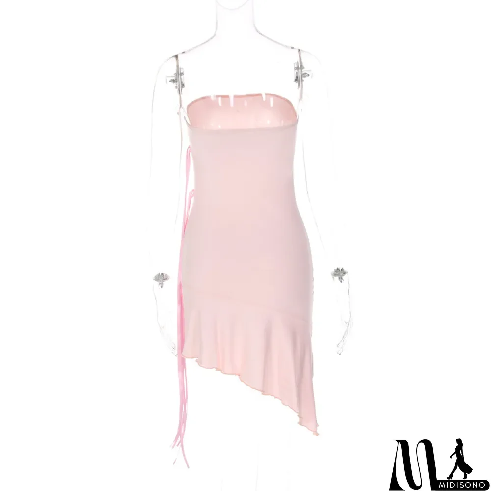 MidiSono - Spring Women'S Ruffle Sexy Strapless Fashion Dress