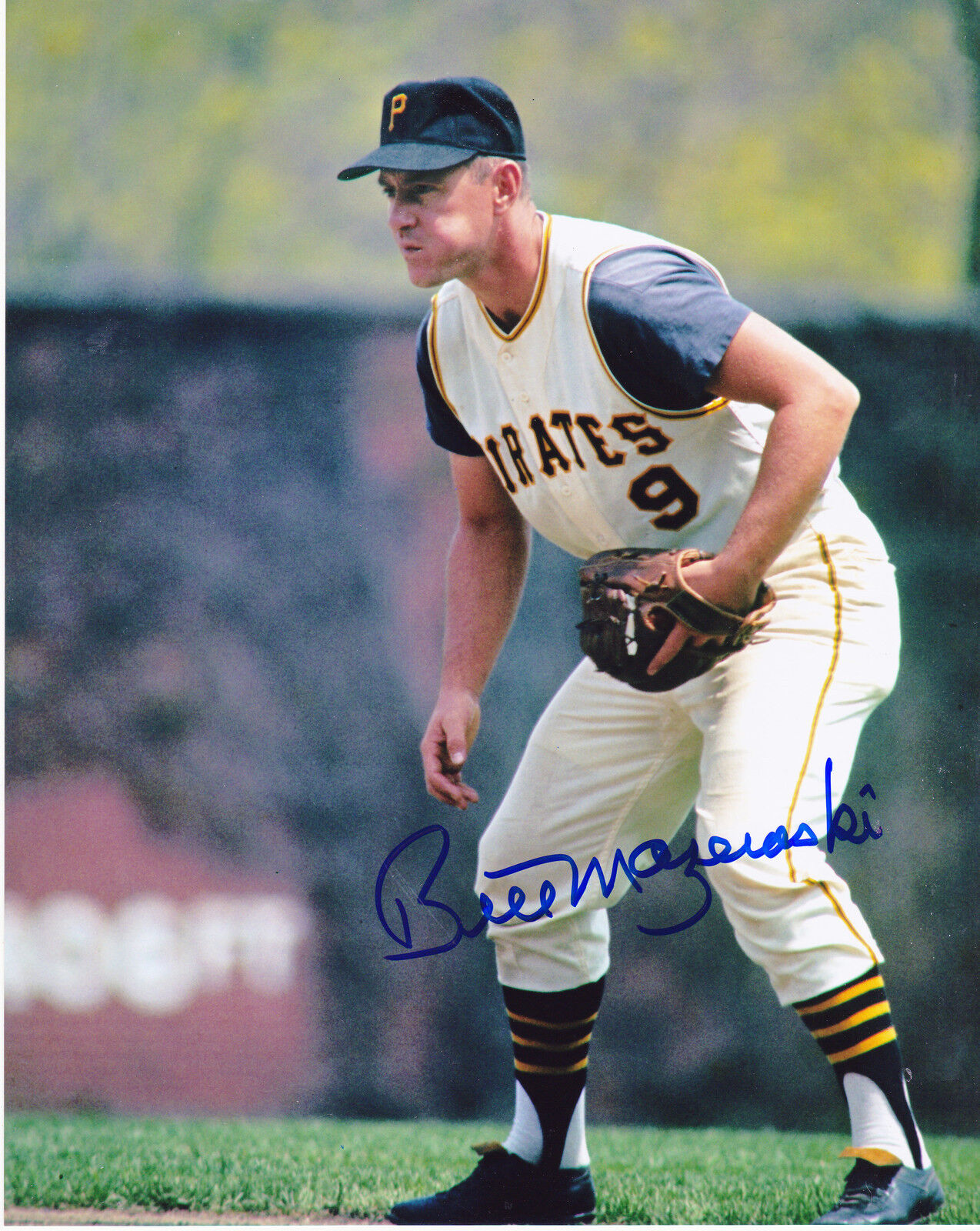 BILL MAZEROSKI PITTSBURGH PIRATES ACTION SIGNED 8x10