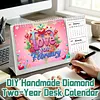 Cartoon Diamond Art Monthly Flip Tabletop Calendar January 2027 - December 2028 Small Desktop Calendar Planner 24 Months for Living Room Bedroom Office Desk Gift Giving