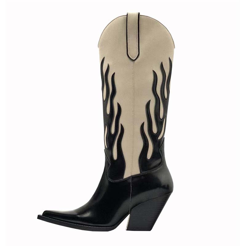 Women Comfy Walking Western Cowboy Boots Knee High Long Boots