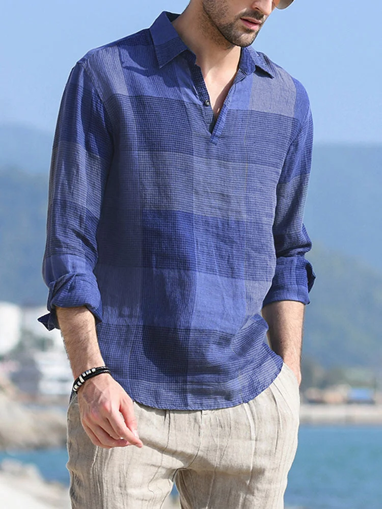 Casual Men's Plaid Long-Sleeved Shirt