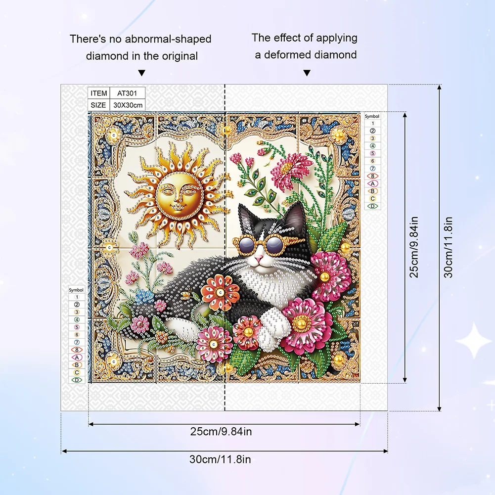Diamond Painting - Partial Special Shaped Drill - Sun Cat(Canvas|30*30cm)