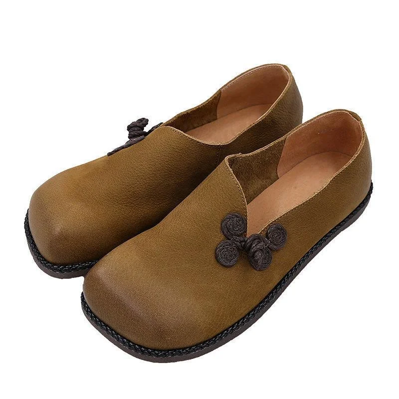 Women's Retro Flower Loafers Rund Toe Slip On Flats Wide Width Loafers