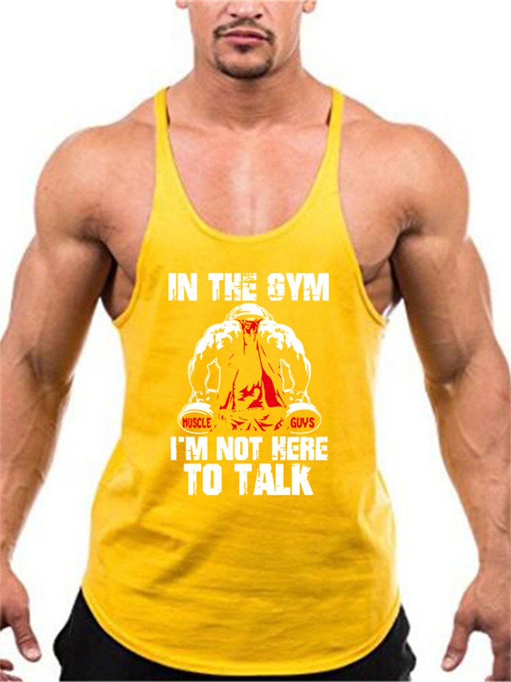 Men's Tank Top Vest Top Racer Back Tank Top Graphic Letter U Neck Sport Daily Sleeveless Print Clothing Apparel Fashion Classic Muscle Workout