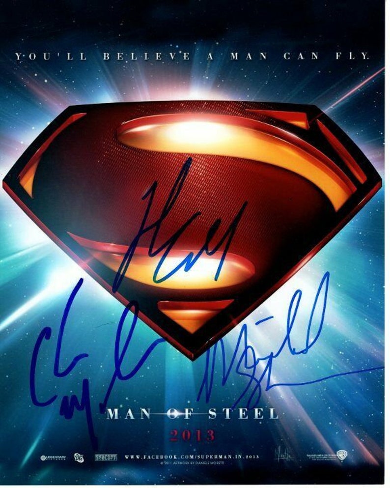 Henry cavill christopher meloni michael shannon signed man of steel 8x10 Photo Poster painting