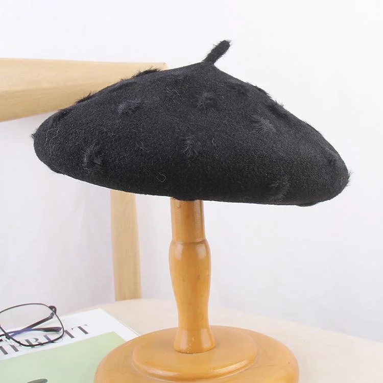 Women's Winter Hats Thickened Wool Solid Color Artist Casual Beret Hats