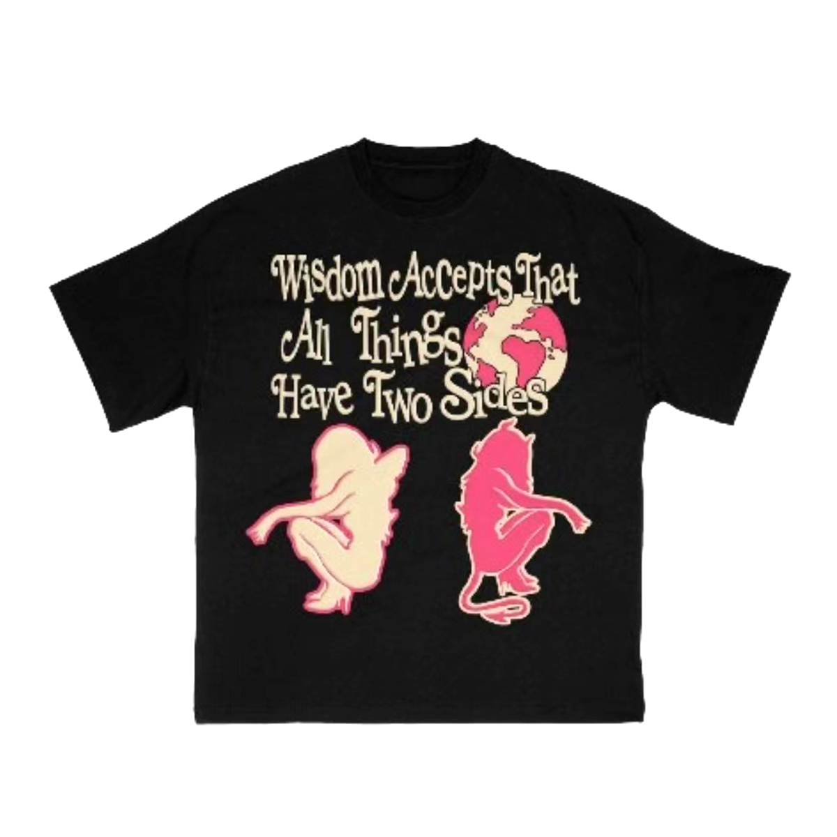 Loveciss®/ Wisdom Accepts That All Things Have Two Sides Puff Print T-Shirt