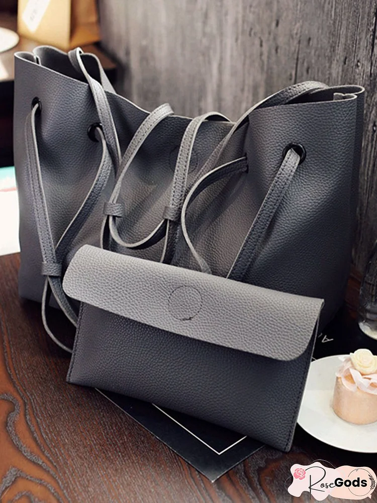 Simple Plain Shopping Bag Handbag Two Pieces