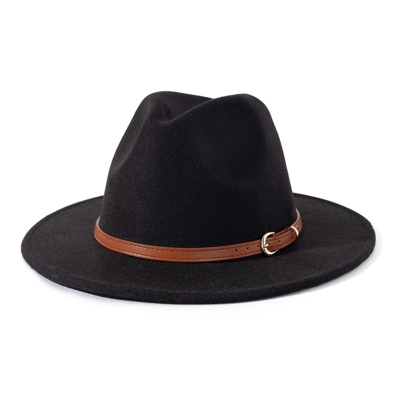Fashion Flat Top Hat Women’s British French Socialite Elegant Felt Hat Autumn And Winter Warm Jazz Hat Men’s