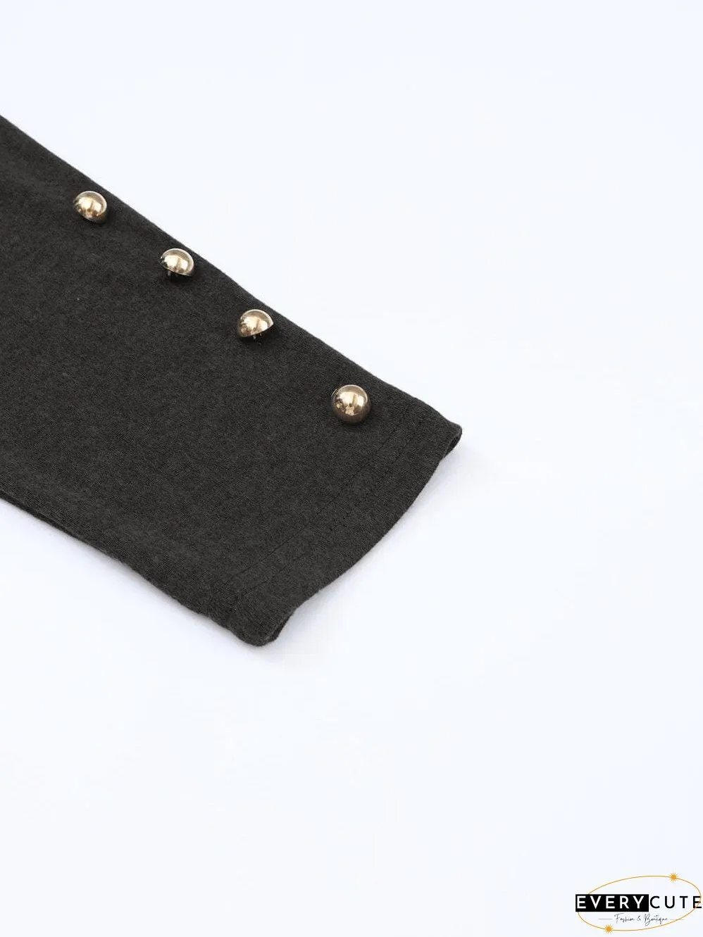 Chic Black Button Accent Sheath Top