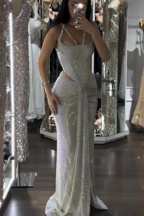 Lisliy Sparkle Luxurious Beaded Prom Dress With Split 
