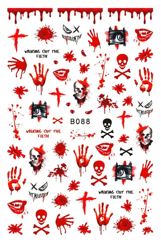 Happy Halloween Nail Sticker Manicure Self Adhesive Skull Toe Stickers Design Nail Art Decals for DIY Decor Wraps Witch Decals