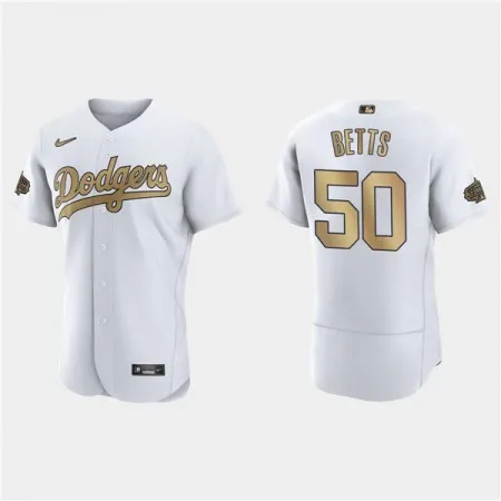 Men's Los Angeles Dodgers #50 Mookie Betts 2022 All-Star White Flex Base Stitched Baseball Jersey LWOI