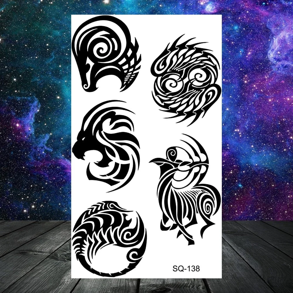 Realistic Thorns Dragon Wolf Tatoos Temporary Tattoos For Adult Men Kids Lion Tiger Skull Fake Tattoo Neck Arm Hands Small Tatoo