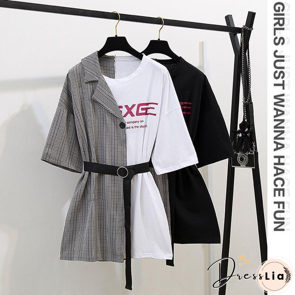 Fashion Plaid Patchwork Mini Dress P11635