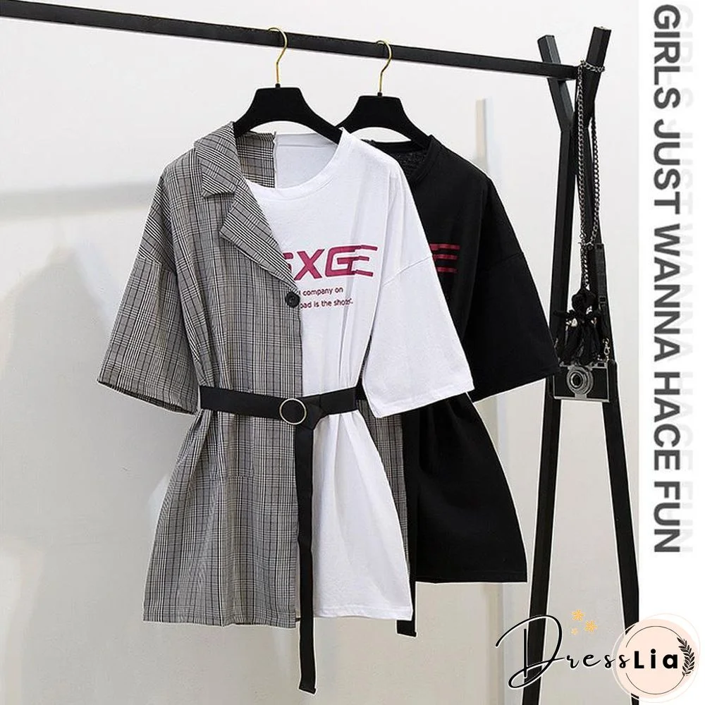 Fashion Plaid Patchwork Mini Dress P11635