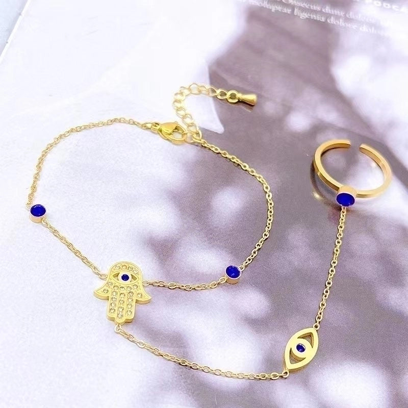 Fashion Devil’s Eye Heart Shape Butterfly Titanium Steel Plating Bracelets