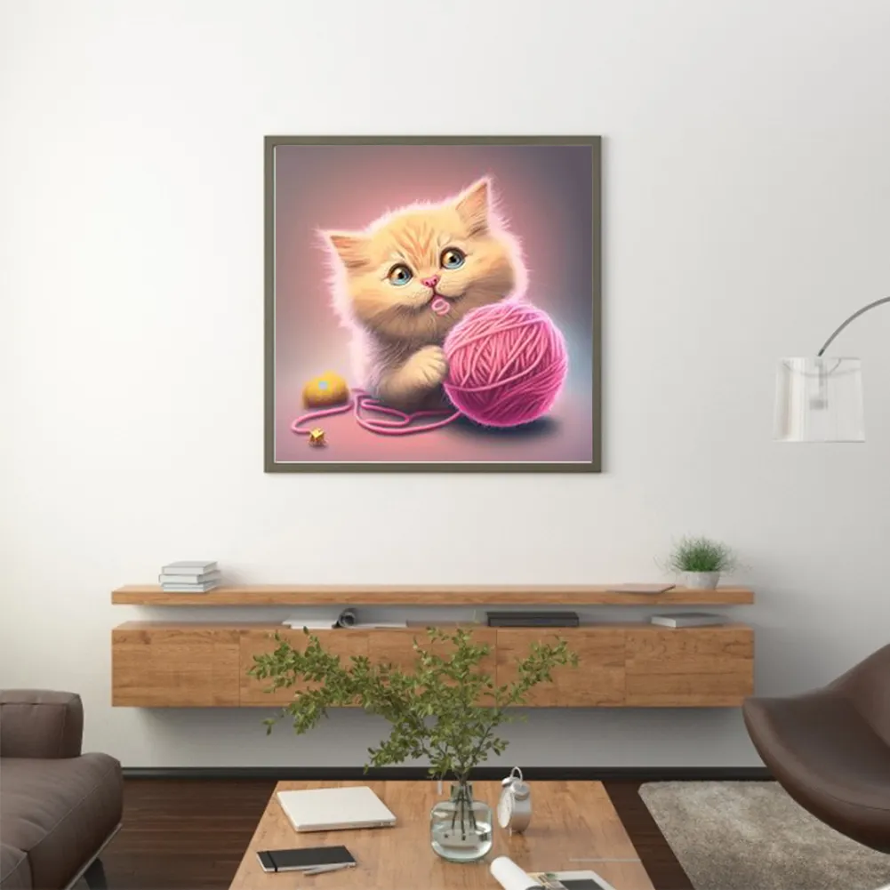 DIY Paint By Number 40*40cm - Cat Playing With Yarn