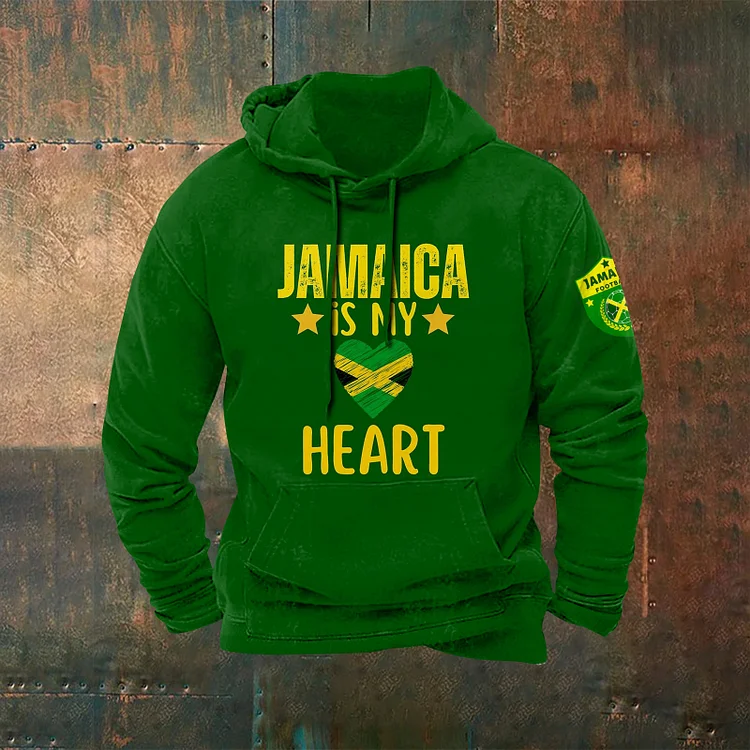 Wearshes Jamaica Letter Printed Men's Hooded Sweatshirt