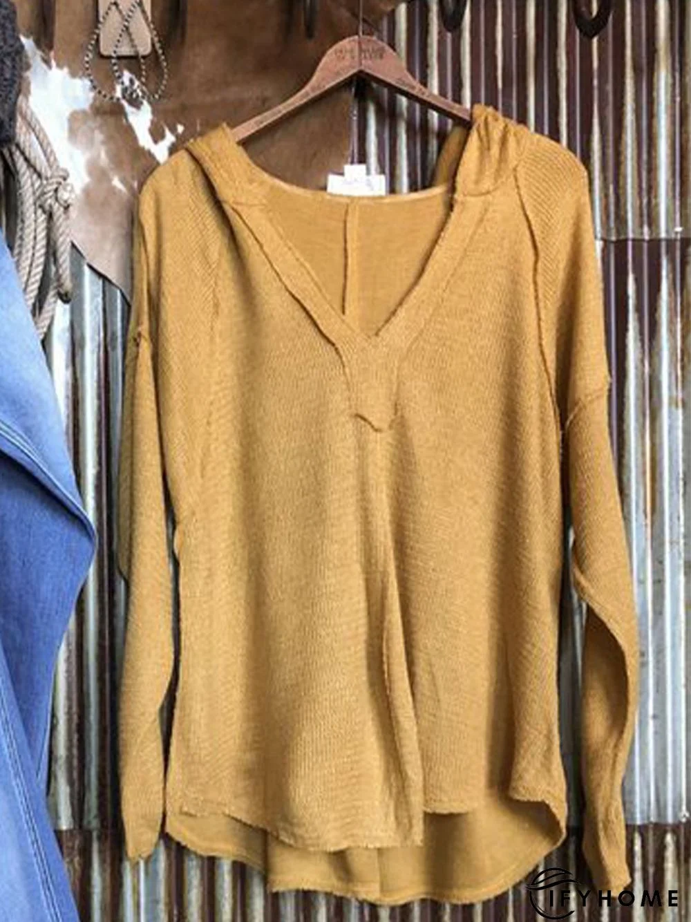 Casual v-neck long sleeve top | IFYHOME