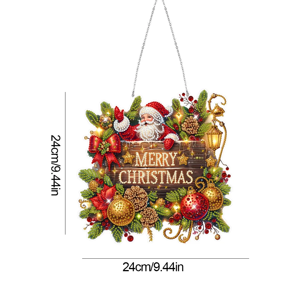 DIY Christmas Santa Claus Wooden Special Shaped Diamond Painting Hanging Home Decorations