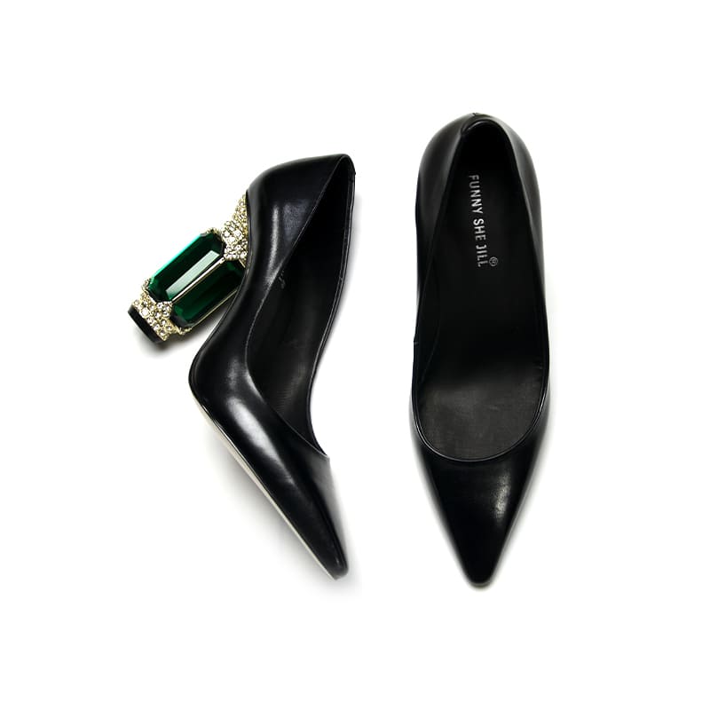 Hottest Shoes Decorative Heels Rhinestone Shoes Pointy Toe Pumps