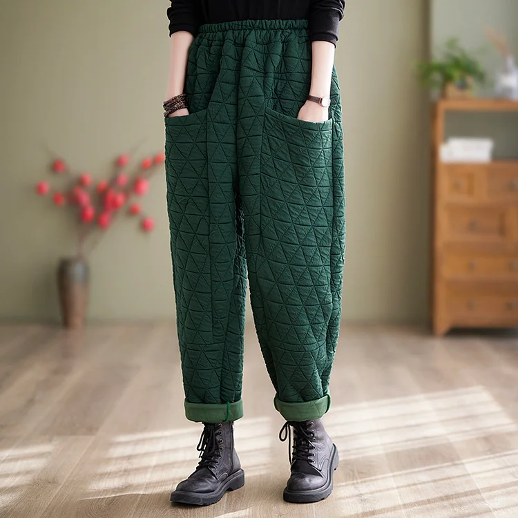 Vintage Plaid Thicked Cotton Harun Pants