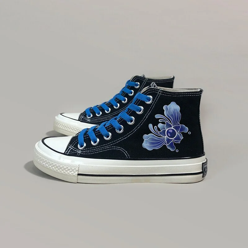 Dreamy Blue Butterfly High Top Canvas Shoes - Women's