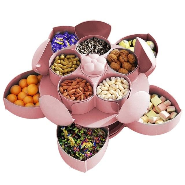 Petal-Shape Rotating Candy Snack Nut Box