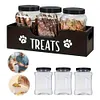 Wooden Pet Snack Storage Box with 3 Plastic Treat Jar Dog Food Storage Holder