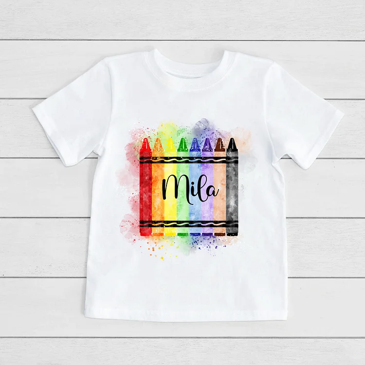 Personalized Crayon Kids Back to School,Kindergarten First Day of School T-Shirt|S80