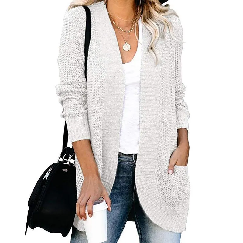 Women Long Open Front Knit Cardigan