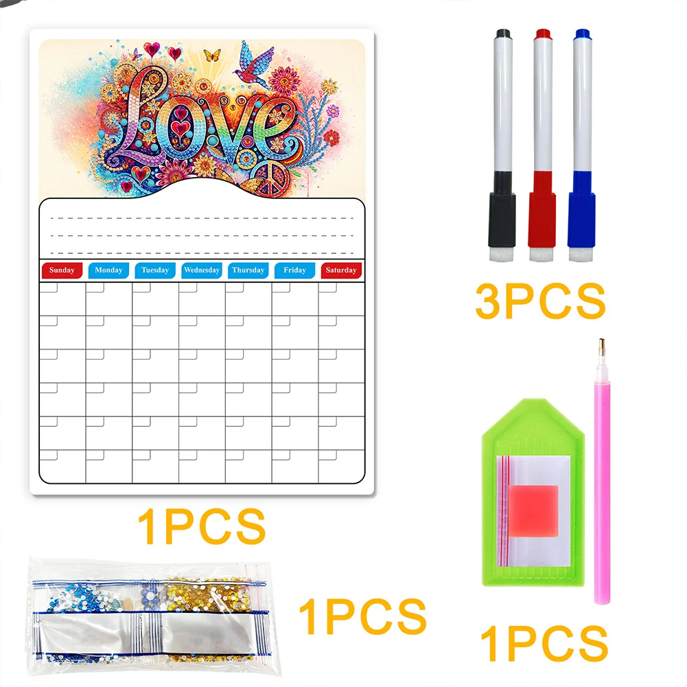 LOVE DIY Diamond Painting Fridge Stickers Calendar for Fridge Whiteboard