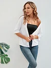 Open Front Solid Cardigan with 3/4 Sleeves, Elegant Spring/Summer Women's Clothing