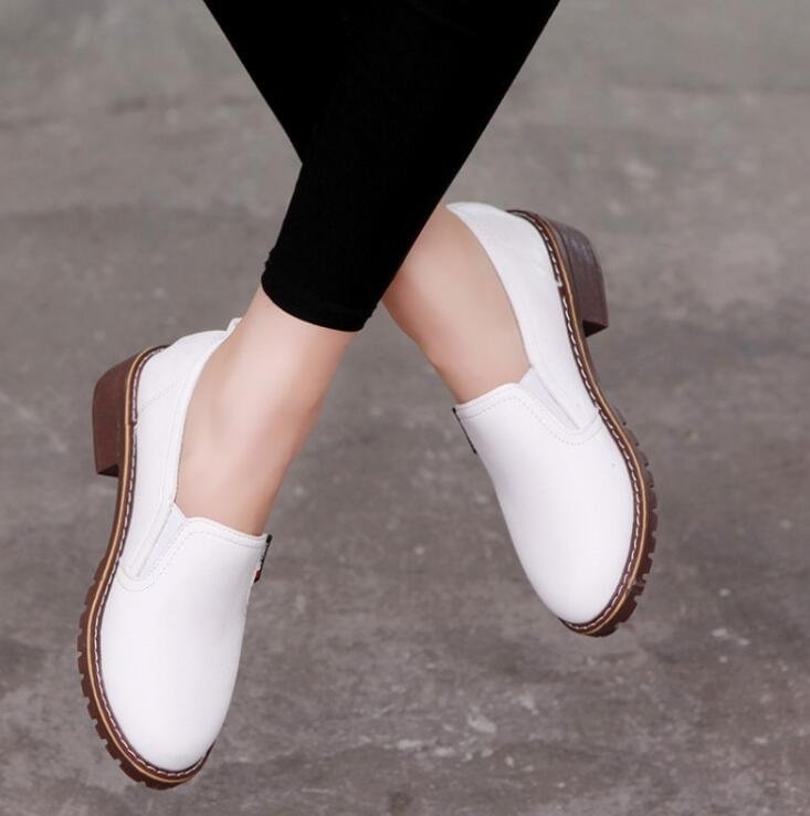 Canrulo 2022 Spring Autumn Fashion Women Flat Shoes Moccassin Loafers Slip on Sneaker Woman Soft Leather Female Low Heel White
