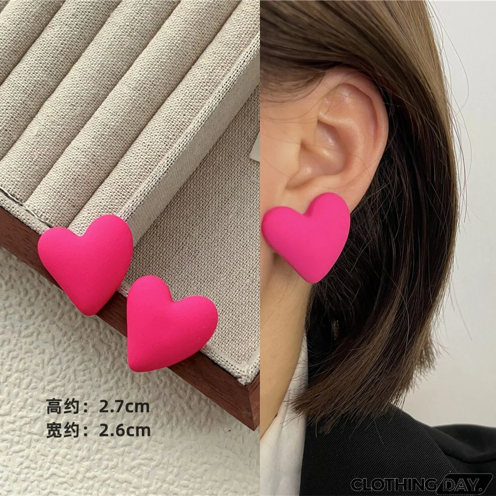 Women Fashion Geometric Fluorescent Rose Without Ear Hole Ear Clip Earrings