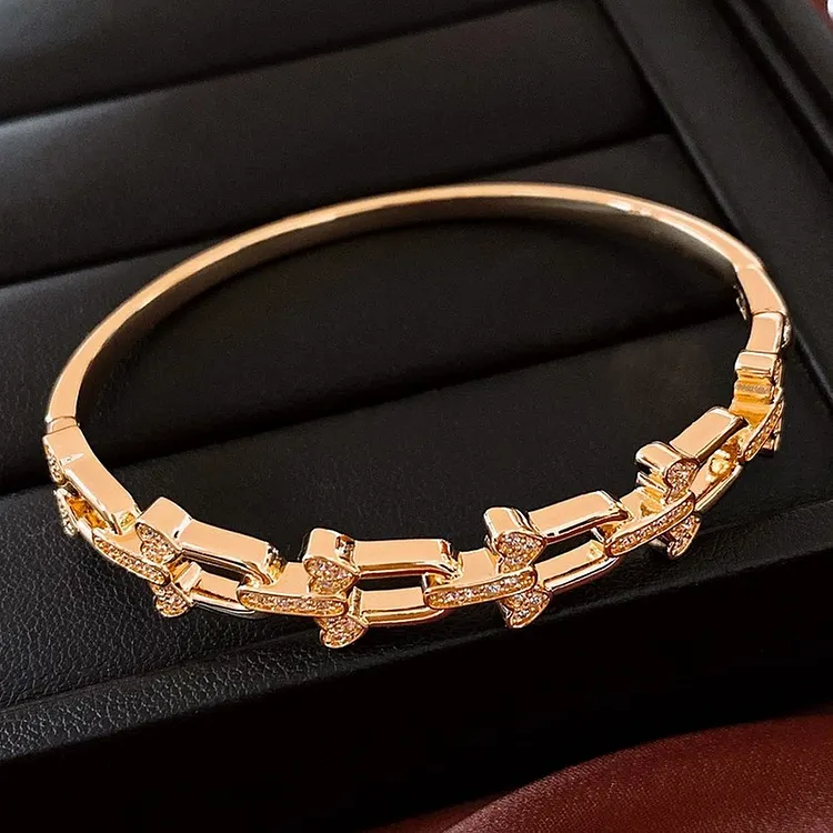 Adjustable Crossover Bangle Bracelet Zirconia Embellished Women's Jewelry