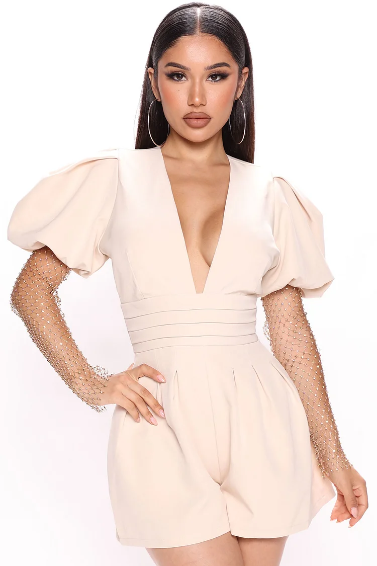 Making A Statement Romper - Cream
