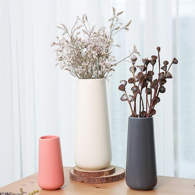 Simple Ceramic Black Frosted Vase Decoration Living Room Desktop Flower Arrangement Container Modern Home Decoration Accessories