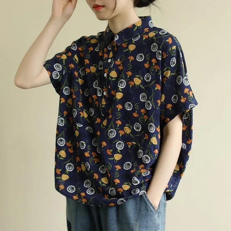 Plus Size Summer Floral Cool Chiffon Tees Shirts