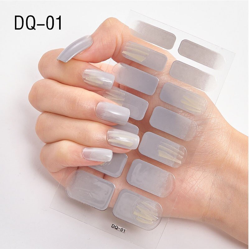 Agreedl 1pcs Nail Art Wraps DQ28 Glitter Tips Full Self-adhesive Nail Decals Makep Beauty Nail Decorations Tattoo Manicure
